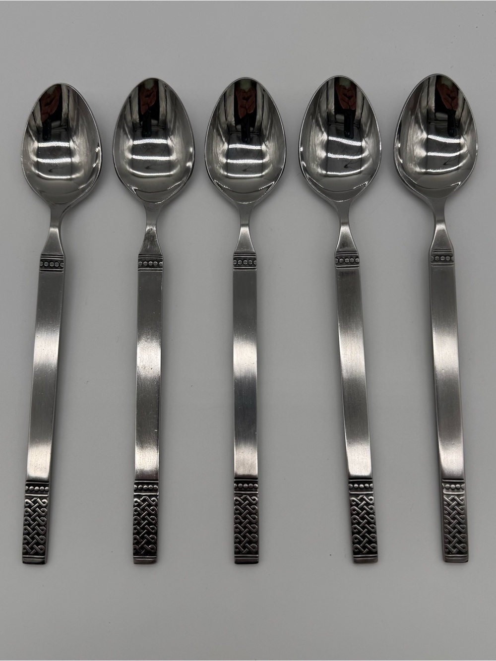 Vintage Danika Stainless MSI Japan Celtic Knot Iced Tea Spoons Set Of 5